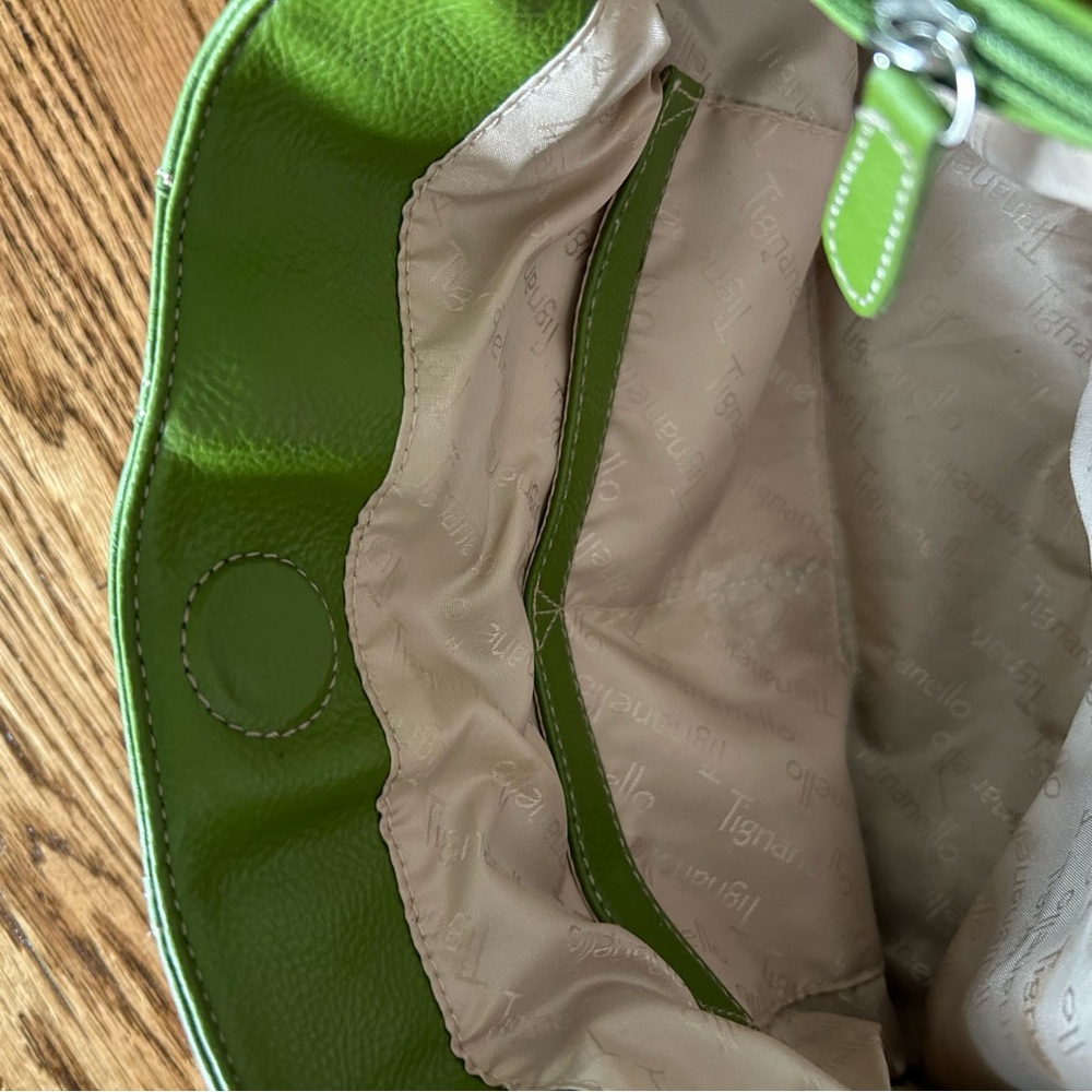 Tignanello green leather shoulder bag satchel purse - Picture 11 of 16